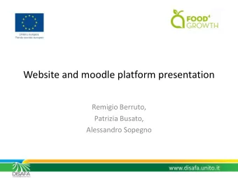 Website and moodle platform presentation  Remigio Berruto,  Patrizia Busato,  Alessandro Sopegno