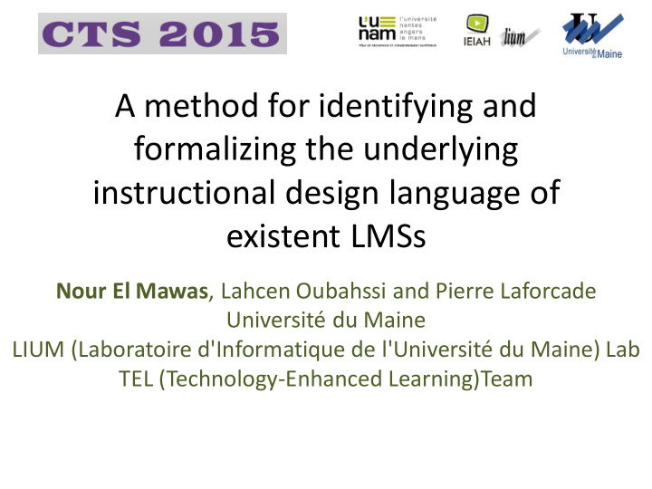 a method for identifying and formalizing the underlying