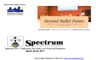 Spectrum 2017: Optimizing Your Role in an Evolving Profession  March 26-28, 2017  See Chapter