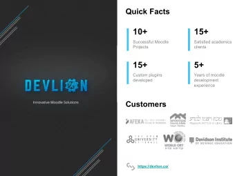 10+  15+  Successful Moodle  Satisfied academics  Projects  clients  15+  5+  Custom plugins  Years