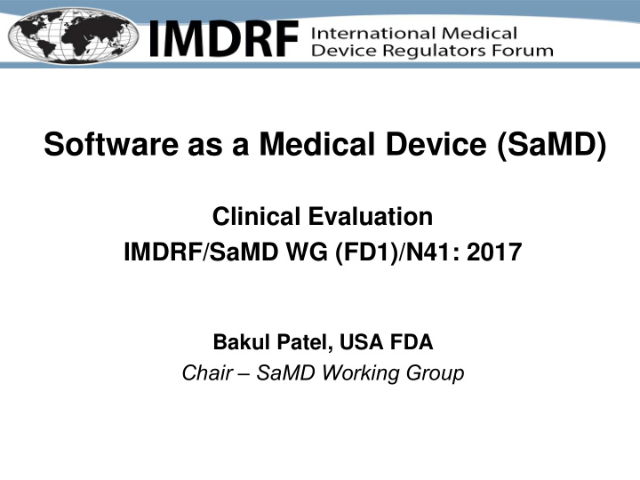 clinical evaluation imdrf samd wg fd1 n41 2017 bakul