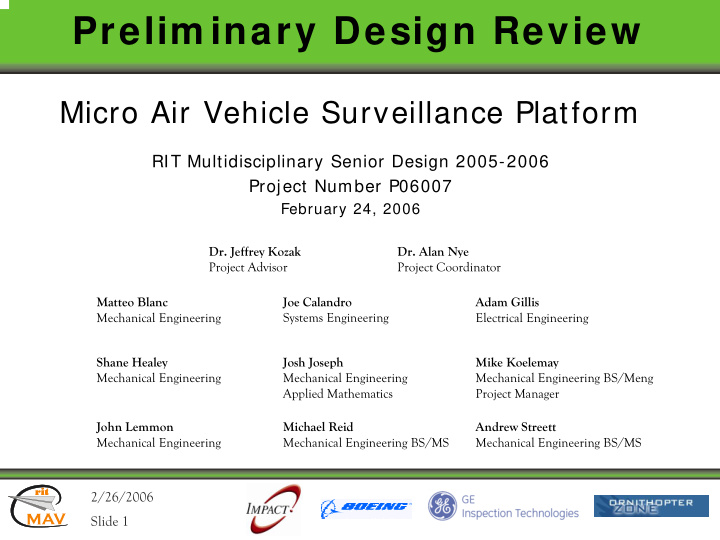 prelim inary design review