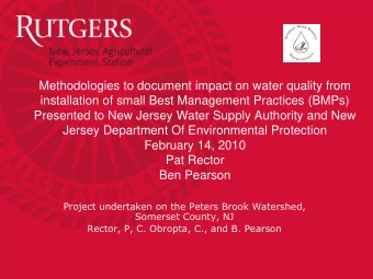 Jersey Department Of Environmental Protection  February 14, 2010  Pat Rector  Ben Pearson  Project