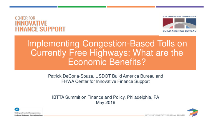 implementing congestion based tolls on