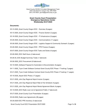 Grant County Court Presentation  Emergency Operations Center  Wednesday 05/27/2020  Documents: