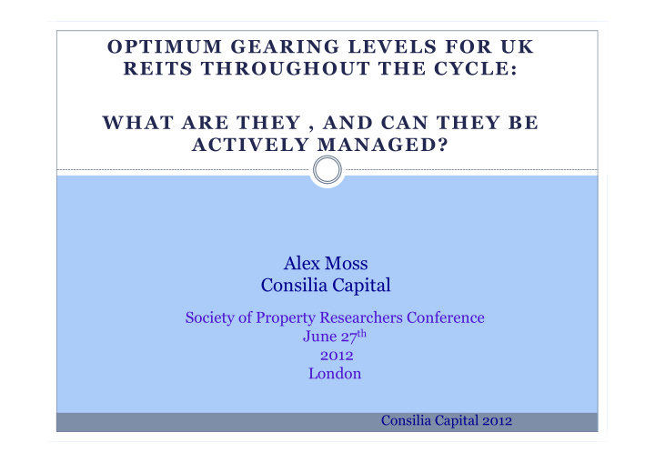 optimum gearing levels for uk reits throughout the cycle