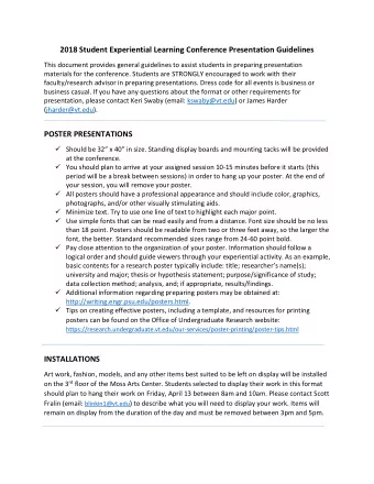 2018 Student Experiential Learning Conference Presentation Guidelines  This document provides