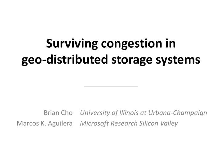 surviving congestion in