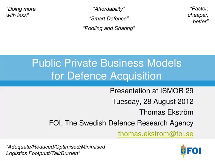 for defence acquisition