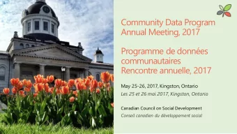 Community Data Program  Annual Meeting, 2017  Programme de donnes  communautaires  Rencontre