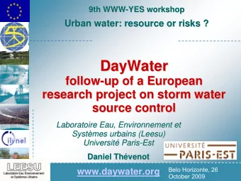 DayWater  DayWater  follow-  -up of a European  up of a European  follow  research project on storm