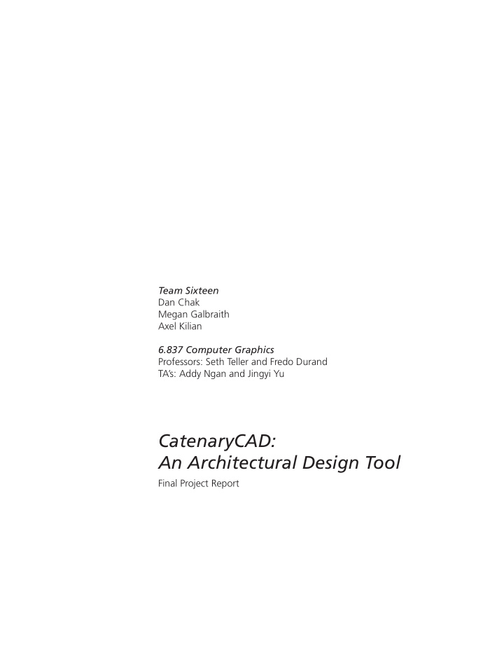 catenarycad an architectural design tool