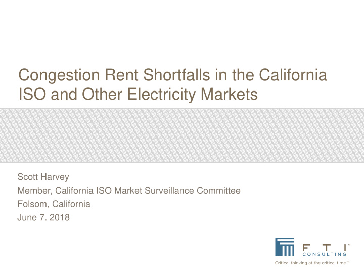 congestion rent shortfalls in the california