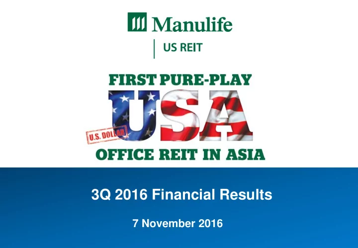 3q 2016 financial results