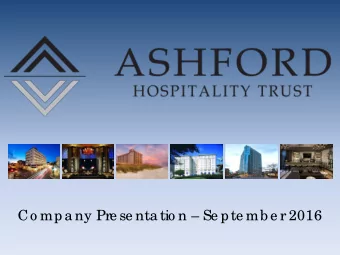 Co mpa ny Pre se nta tio n  Se pte mb e r 2016  Sa fe  Ha rb o r  I  n ke e ping  with the  SE