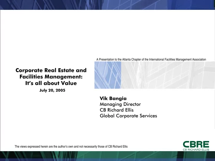 corporate real estate and facilities management it s all