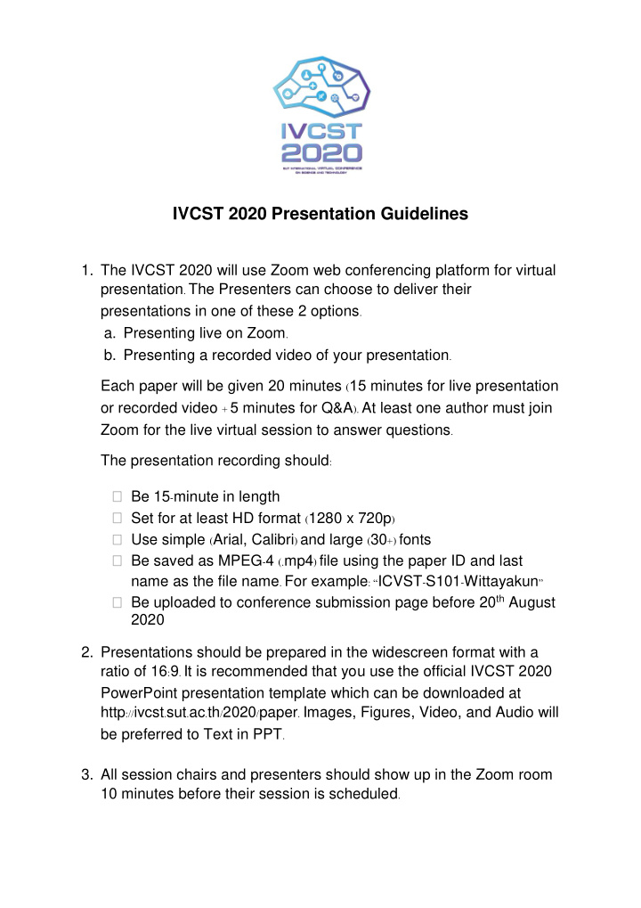 ivcst 2020 presentation guidelines