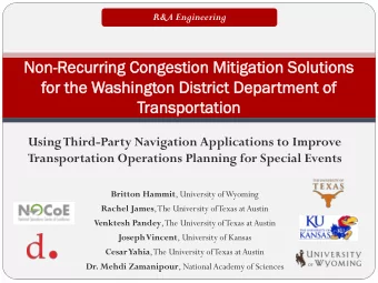 No  Non-Rec  ecur  urrin  ring  g Congestion  ongestion Mi  Miti  tigation  ation Solutions