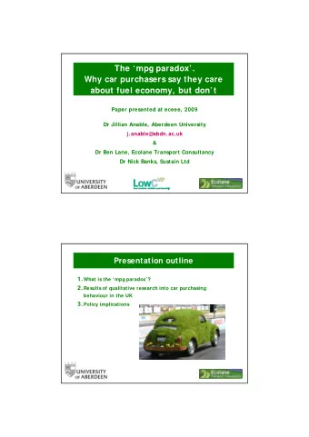 The mpg paradox.  Why car purchasers say they care  about fuel economy, but dont  Paper