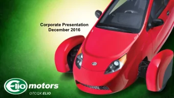 Corporate Presentation  December 2016 OTCQX: ELIO  Important  Cau3ons  Regarding