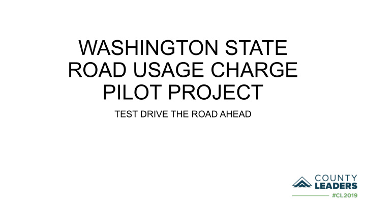 washington state road usage charge pilot project