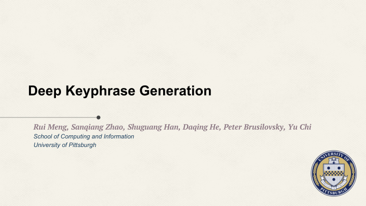 deep keyphrase generation