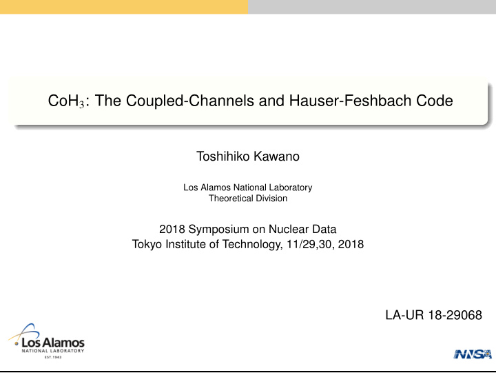 coh 3 the coupled channels and hauser feshbach code