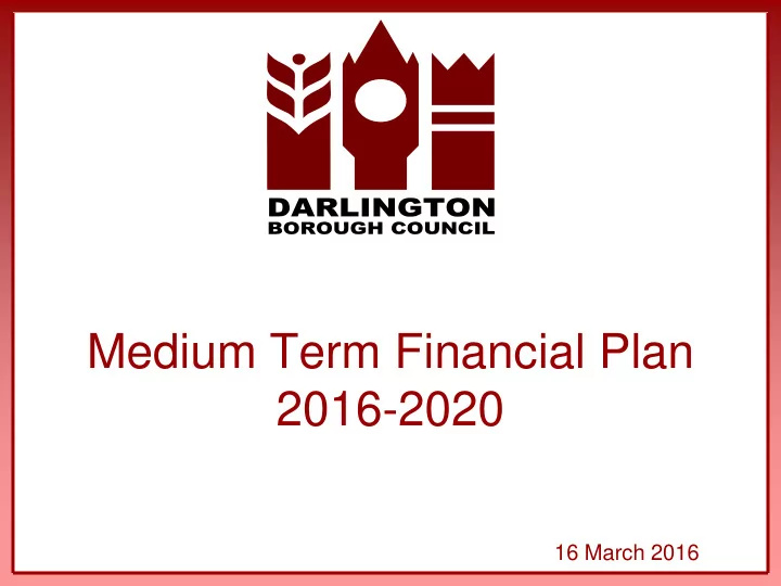 medium term financial plan 2016 2020