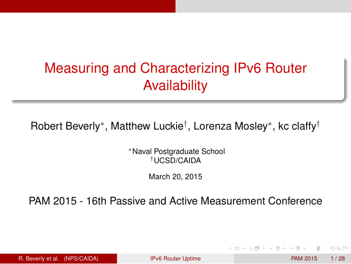 measuring and characterizing ipv6 router availability