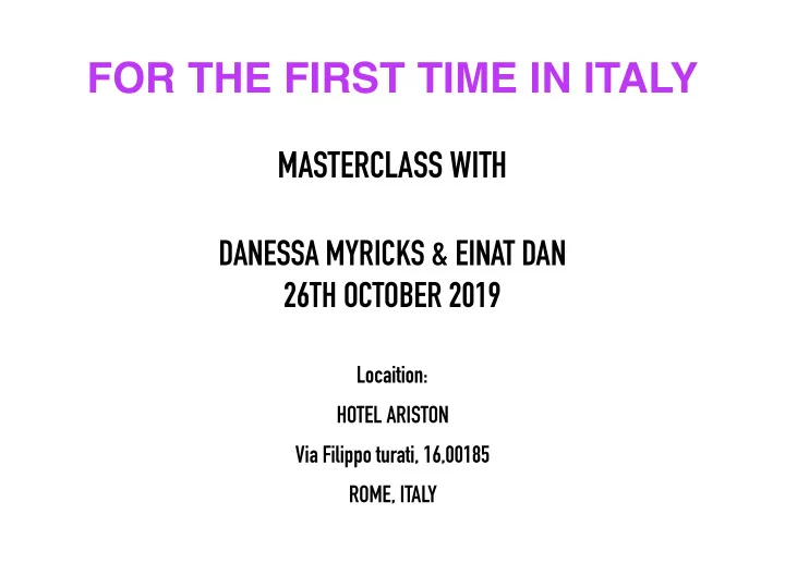 for the first time in italy