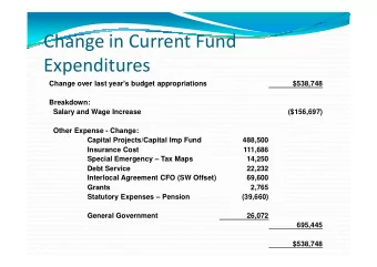 Change in Current Fund  Expenditures  Change over last year's budget appropriations  $538,748