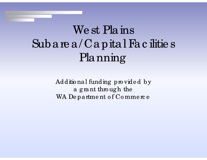 west plains subarea capital f ac ilities planning