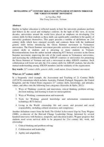 mutual understanding among ASEAN members and the solidarity of the organization. Key words : 21 st