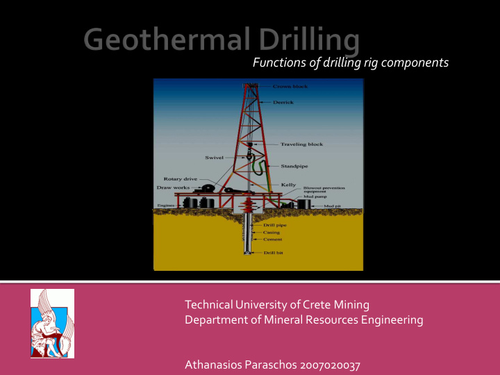 functions of drilling rig components