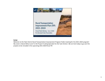 Rural Transportation  Improvement Plan (TIP)  2021-2024  Virtual Public Meeting  July 1, 2020