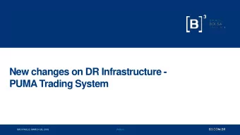 PUMA Trading System  PUBLIC  1  SO PAULO, MARCH 28, 2018  PUBLIC WORKSHOP  NEW CHANGES ON DR