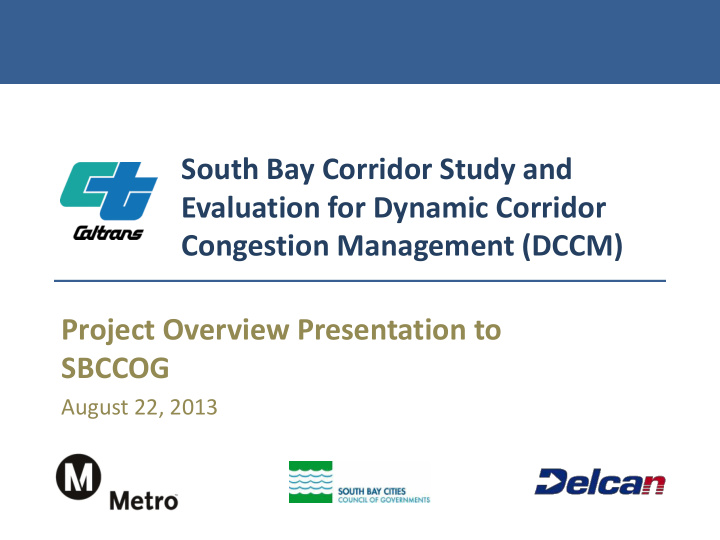 south bay corridor study and