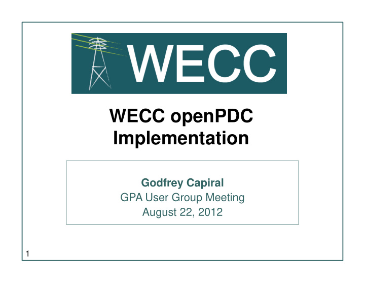 wecc openpdc implementation