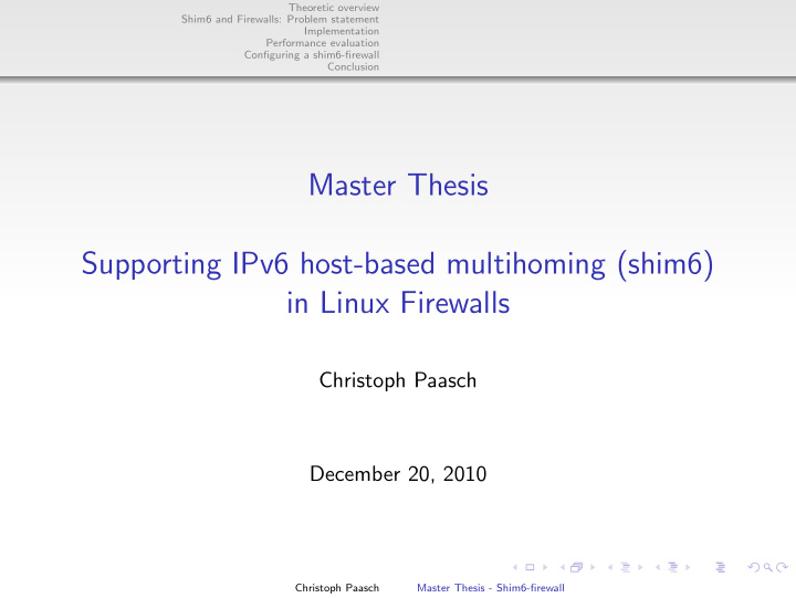 master thesis supporting ipv6 host based multihoming