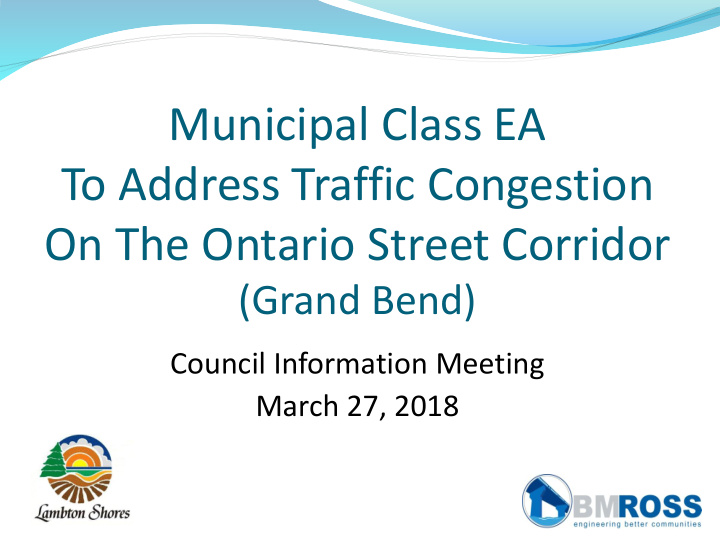 municipal class ea to address traffic congestion on the