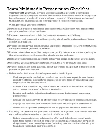 Team Multimedia Presentation Checklist