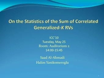 ICC10 Tuesday, May 25 Room: Auditorium 2 14:00  15:45 Saad Al  Ahmadi  Halim Yanikomeroglu