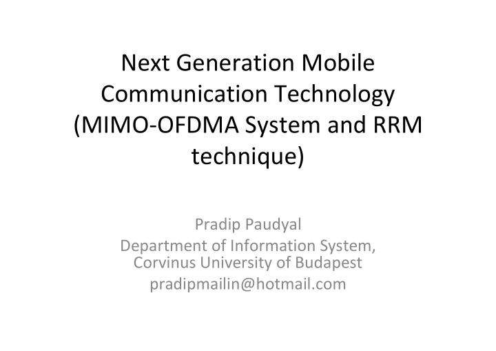 next generation mobile communication technology mimo