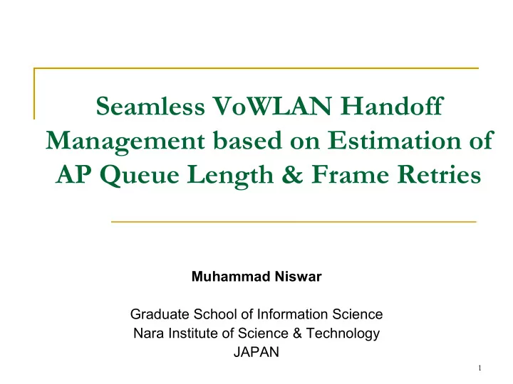 seamless vowlan handoff management based on estimation of