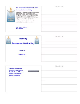 Training  Assessment &amp; Grading  2012-11-06  www.njctl.org  Slide 3 / 98  Formative Assessment