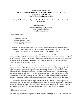 International Conference in  QUALITY IN HIGHER EDUCATION: GLOBAL PERSPECTIVES AND BEST PRACTICES