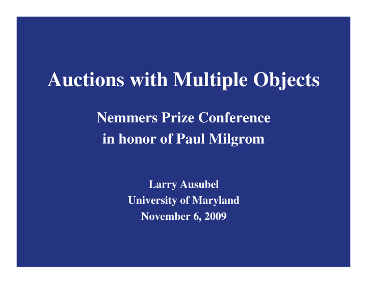 auctions with multiple objects