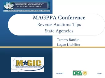 MAGPPA Conference  Reverse Auctions Tips  State Agencies  Tammy Rankin  Logan Litchliter
