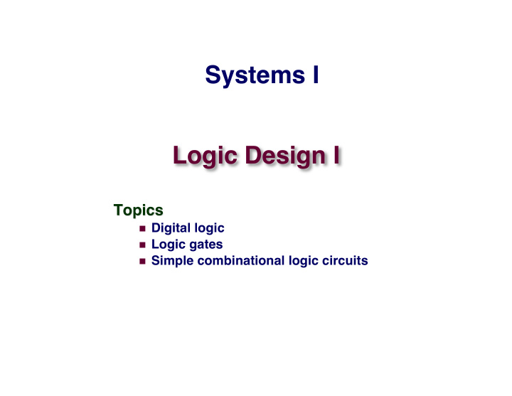 systems i logic design i