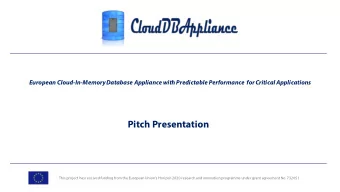 Pitch Presentation  This project hasreceived funding from the European Unions Horizon 2020